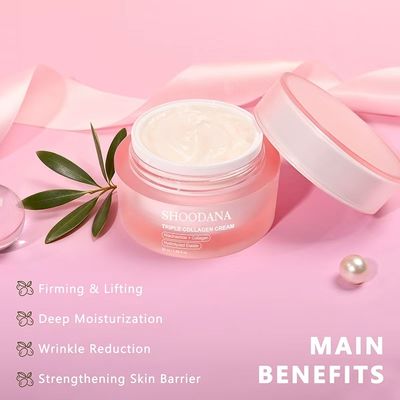 OEM ODM Organic Vegan Triple Collagen Firm Repair Cream Facial Moisturizer for Dry Skin Deep Hydrating Shea Butter Retinol