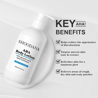 Factory's Organic Body Lotion AHA Milk Glycolic Acid for Lightening Whitening Private Label Skin Care Product for Black Skin