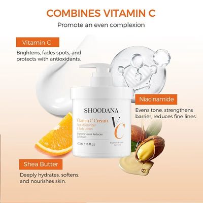 Vitamin C Body Lotion Niacinamide Whitening Cream for Face Underarms Dark Spot Removal Brightening for Knees Elbows Skin Care