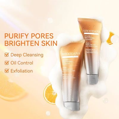 OEM Vegan VC Cream Face Wash with Hyaluronic Acid & Aloe Vera-Moisturizing Whitening Cleanser