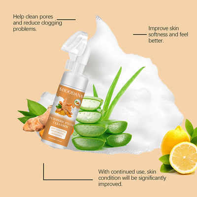 Private Label Whitening Organic Deep Cleansing Moisturizing Refreshing Lemon Aloe Vera Turmeric Cream Cleanser