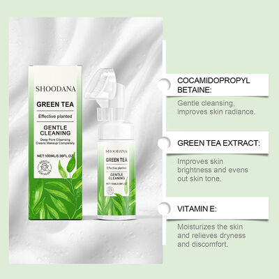 Factory Wholesale Vegan Organic Green Tea Hyaluronic Acid Vitamin C E Soothing Skin Oil Control Moisturizing Facial Cleansing