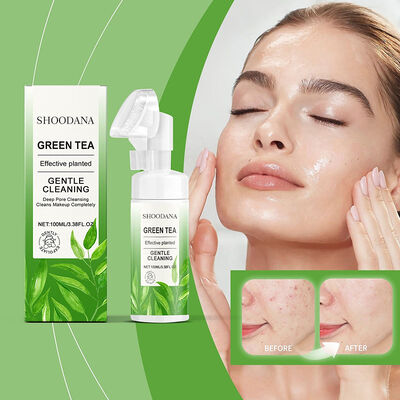 Factory Wholesale Vegan Organic Green Tea Hyaluronic Acid Vitamin C E Soothing Skin Oil Control Moisturizing Facial Cleansing
