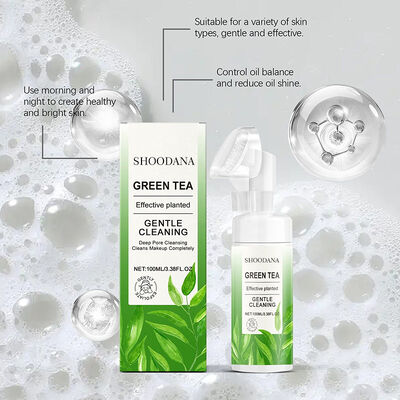 Factory Wholesale Vegan Organic Green Tea Hyaluronic Acid Vitamin C E Soothing Skin Oil Control Moisturizing Facial Cleansing