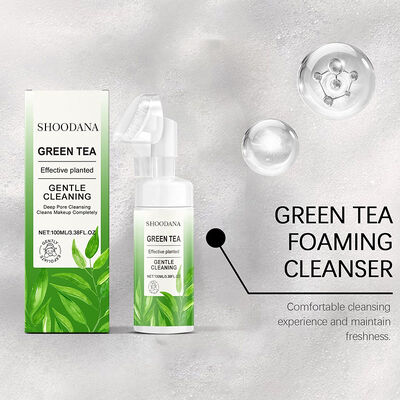 Factory Wholesale Vegan Organic Green Tea Hyaluronic Acid Vitamin C E Soothing Skin Oil Control Moisturizing Facial Cleansing